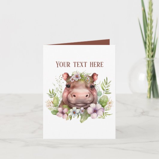 Carte Joli bébé hippo ajouter du texte n'importe quel bu (Devant)