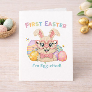 Carte Joli bébé, son premier lapin surexcité de Pâques