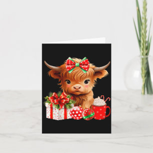 Carte Joli bébé vache des Highlands Joyeux Noël vache de
