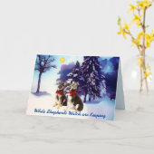 Carte Joli berger allemand Pups Noël (Fleur jaune)