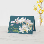 Carte Joli Blanc Orchidées Aqua Contexte Joyeux Annivers (Fleur jaune)