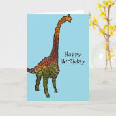 Carte Joli bleu enfants brachiosaurus dinosaure art (Fleur jaune)