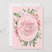 Carte Joli Blush Floral Monogramme Mariage Enregistrer L (Devant)