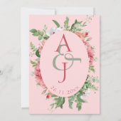 Carte Joli Blush Floral Monogramme Mariage Enregistrer L (Dos)