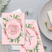 Carte Joli Blush Floral Monogramme Mariage Enregistrer L