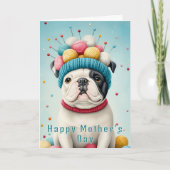 Carte Joli Bouledogue français, Couronne de fil CX8 Mère (Devant)