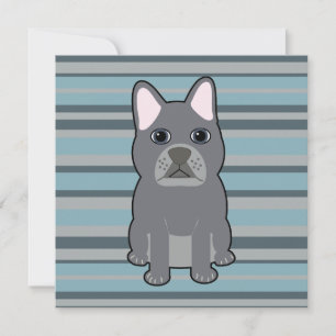 Carte Joli Bouledogue Français rayé bleu