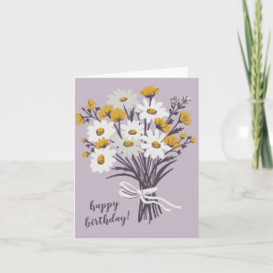 Carte Joli Bouquet Daisy CUSTOM Dessin Joyeux Anniversai