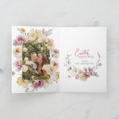 Carte Joli Bunny aquarelle | Fleurs à ressort | Photo (Intérieur)