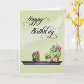 Carte Joli Cactus Poted Plantes Succulent Anniversaire (Fleur jaune)