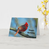 Carte Joli Cardinal Rouge Photo Anniversaire (Fleur jaune)
