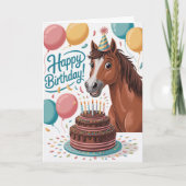 Carte Joli Cartoon Personnalisé Cheval Anniversaire (Devant)
