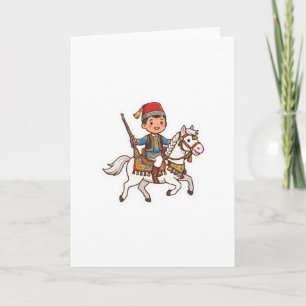 Carte Joli cavalier Tbourida marocain Kawaii culturel St