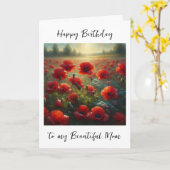 Carte Joli champ rouge de pavot | Anniversaire de maman (Fleur jaune)