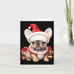 Carte Joli chapeau de Noël de Santa pour Bouledogue Fran