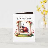 Carte Joli chariot swing ladybug ajouter un message (Fleur jaune)