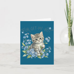 Carte Joli chat & fleurs fur-get-me-not cadeau femme