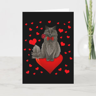 Carte Joli chat assis sur un grand cœur