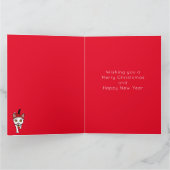 Carte Joli chat de Noël en cartoon Santa (Intérieur)