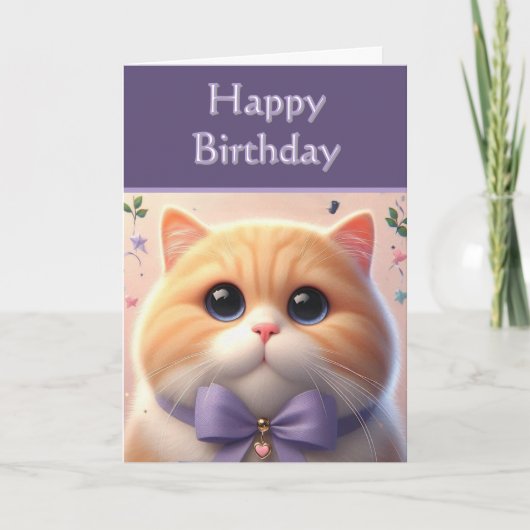 Carte Joli Chat Joyeux Anniversaire (Devant)
