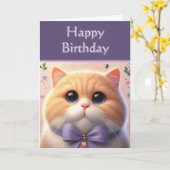 Carte Joli Chat Joyeux Anniversaire (Fleur jaune)
