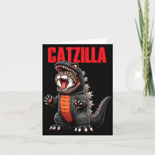 Carte Joli Chat Kitty Catzilla pour Mères de Chat Pères (Devant)