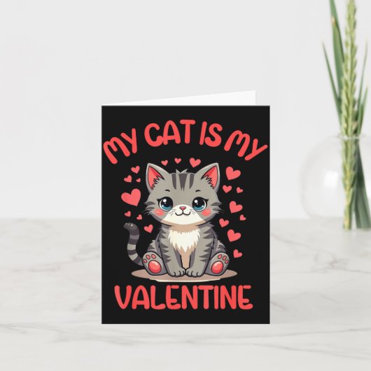 Carte Joli Chat, Mon Chat Est Mon Valentin, Célibataire (Devant)