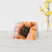 Carte Joli Chat Noir (Fleur jaune)