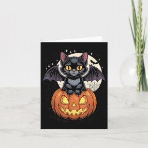 Carte Joli Chat Noir Avec Des Ailes De Chauve-Souris Jac