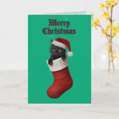 Carte Joli Chat Noir Noël Vacances (Fleur jaune)
