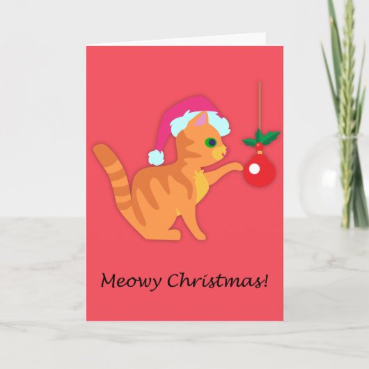 Carte Joli Chat Roux Noël (Devant)