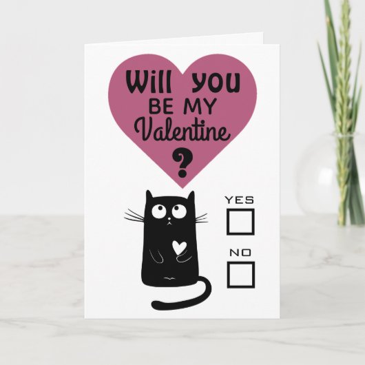Carte Joli Chat Seras-tu mon Saint-Valentin (Devant)
