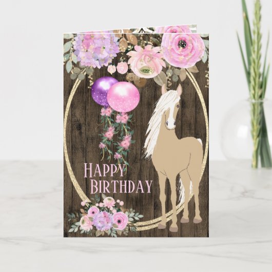 Carte Joli Cheval et Fleurs sur Barnwood Anniversaire (Devant)