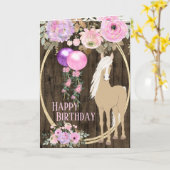 Carte Joli Cheval et Fleurs sur Barnwood Anniversaire (Fleur jaune)