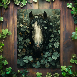 Carte Joli Cheval et Saint Patrick Shamrock