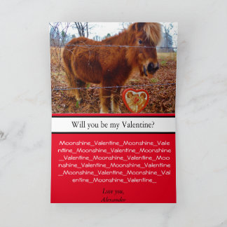 Carte Joli cheval miniature Saint-Valentin Poney et Cœur