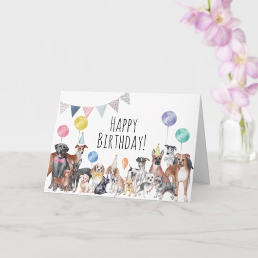 Carte Joli chien coloré joyeux anniversaire (Orchidée)