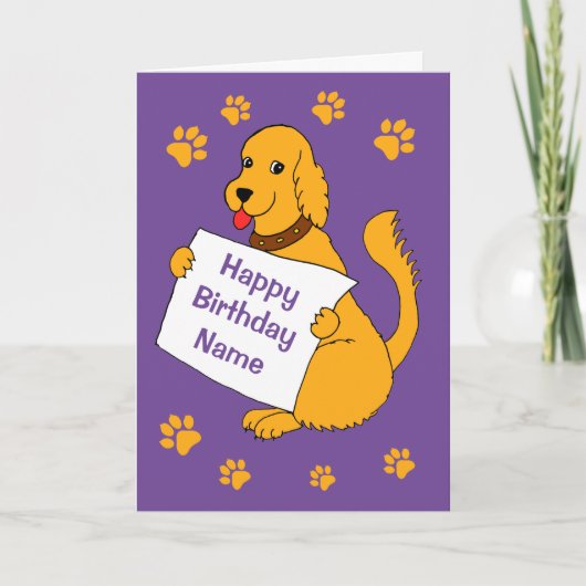 Carte Joli chien de dessin avec message Purple Anniversa (Devant)