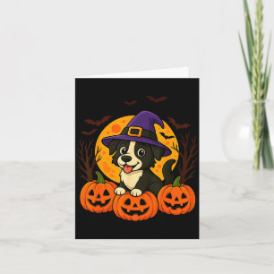 Carte Joli chien noir d'Halloween avec chapeau de sorciè