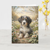 Carte Joli chiot (Fleur jaune)