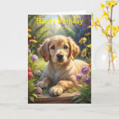 Carte Joli chiot (Fleur jaune)