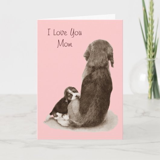 Carte Joli chiot beagle avec vers pour maman (Devant)