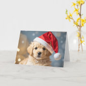 Carte Joli chiot de Noël (Fleur jaune)