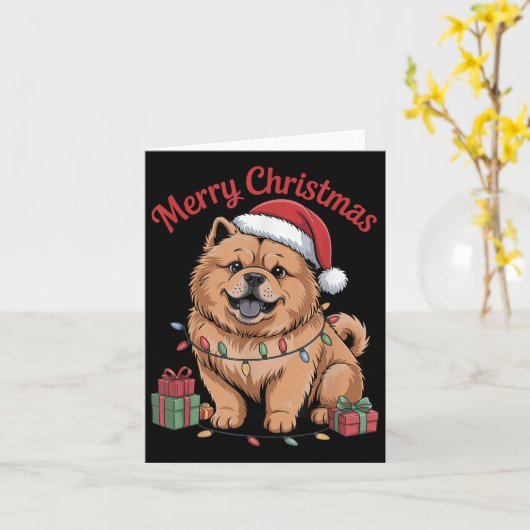 Carte Joli Chow Chow Noël Noël Noël Fantastique Amoureux (Fleur jaune)