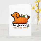 Carte Joli Citrouille Chien d'Automne Mignon (Fleur jaune)
