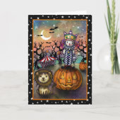 Carte Joli clown et lion d'art d'Halloween (Devant)