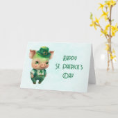 Carte Joli Cochon de la Saint-Patrick en Vert (Fleur jaune)
