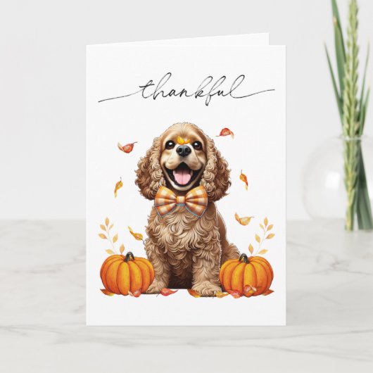 Carte Joli Cocker Spaniel Feuilles de l'automne Citrouil (Devant)