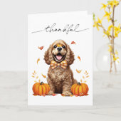 Carte Joli Cocker Spaniel Feuilles de l'automne Citrouil (Fleur jaune)