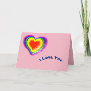 Carte joli cœur arc-en-ciel